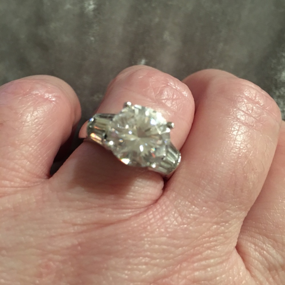 Sterling Silver Simulated Round Solitaire Ring 6 - image 2